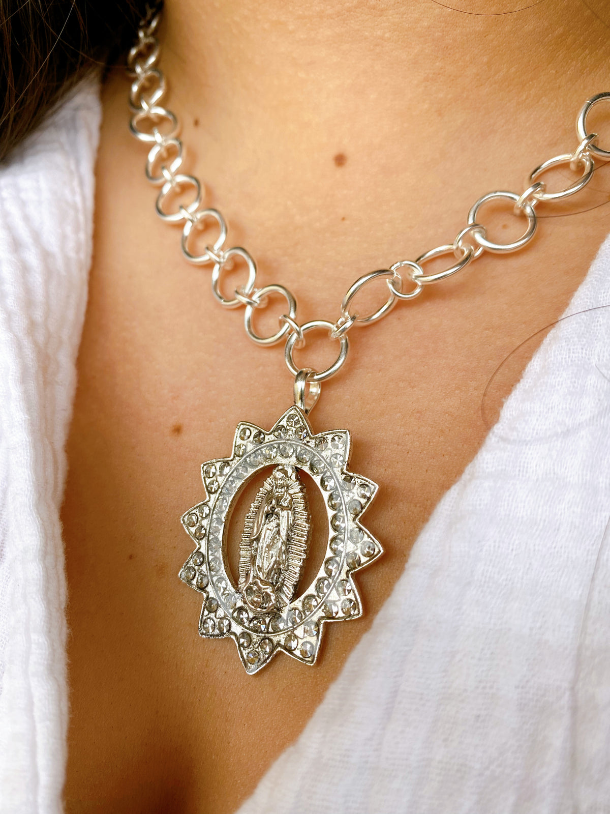 VSA Necklace - The Betty with Divine Luxury Medallion- Silver
